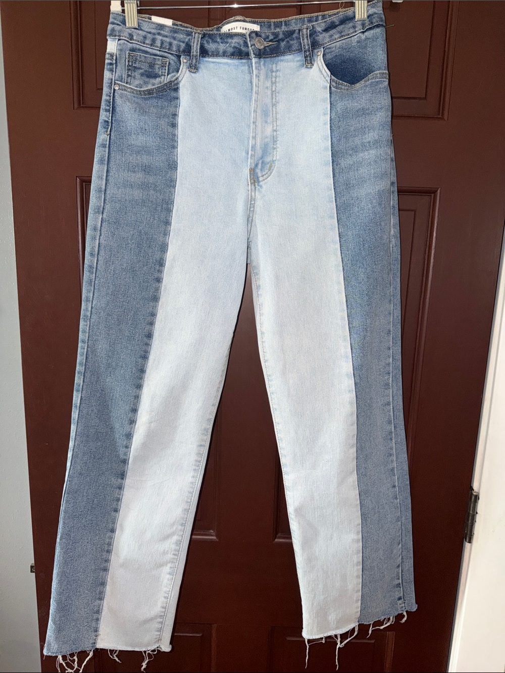 Almost Famous Two-Tone Light & Medium Blue Straight Jeans